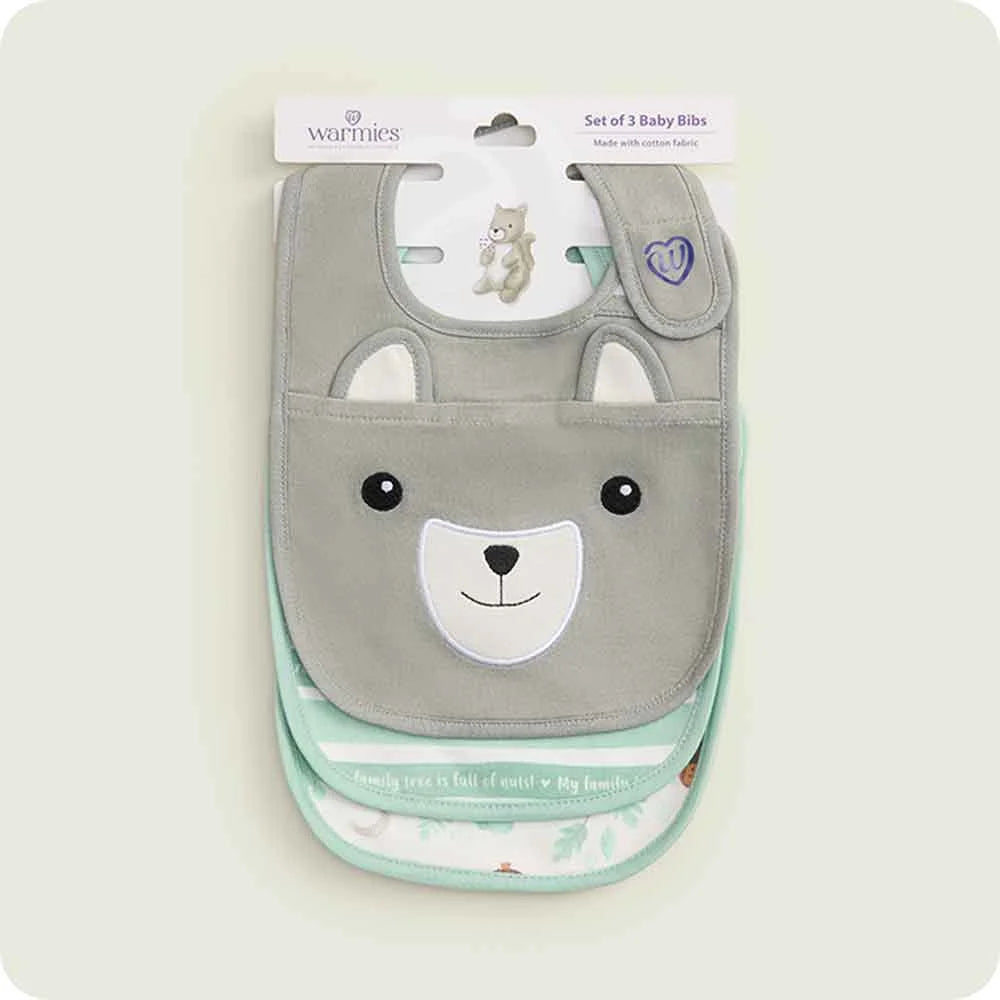 Gray Squirrel Bib Set